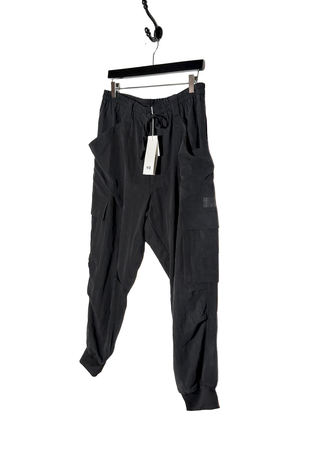 Front side of Y-3 Black Utility Cuffed Cargo Pants