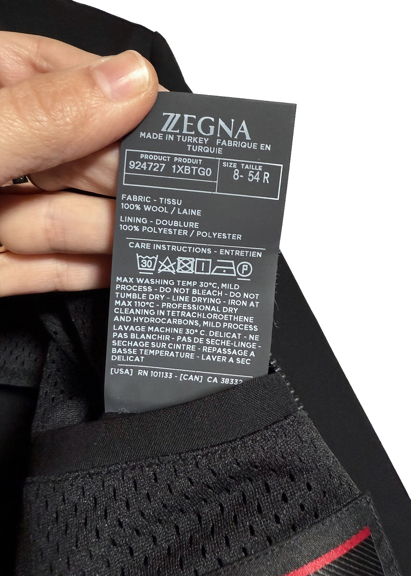 Z Zegna Tech Merino Wool Black Bomber Jacket