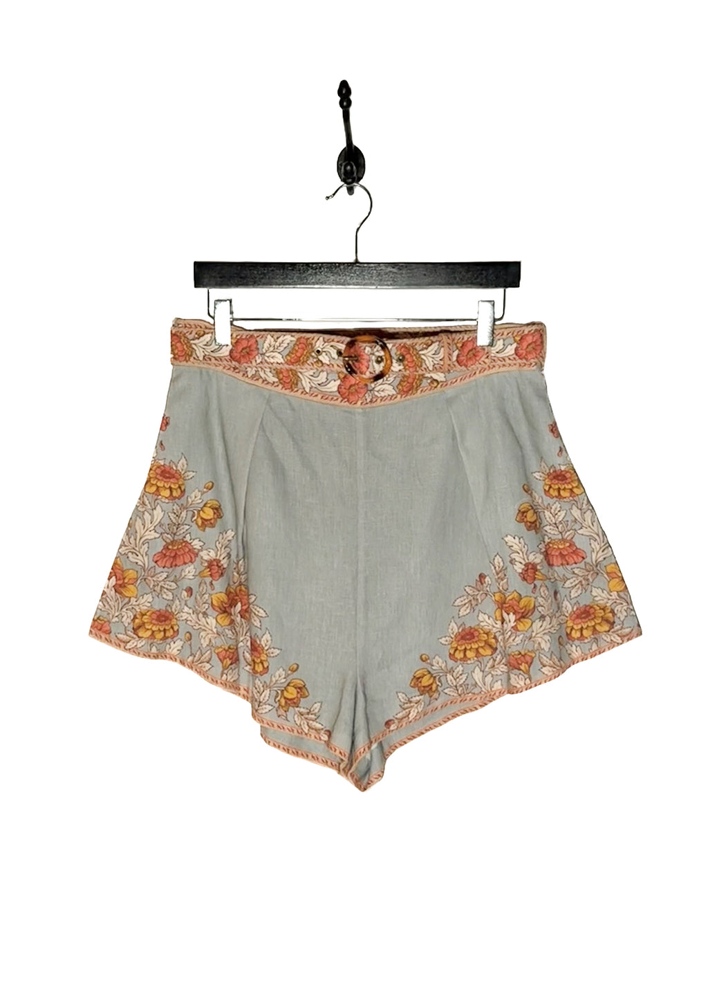 Main photo of Zimmermann Grey Floral Belted Shorts