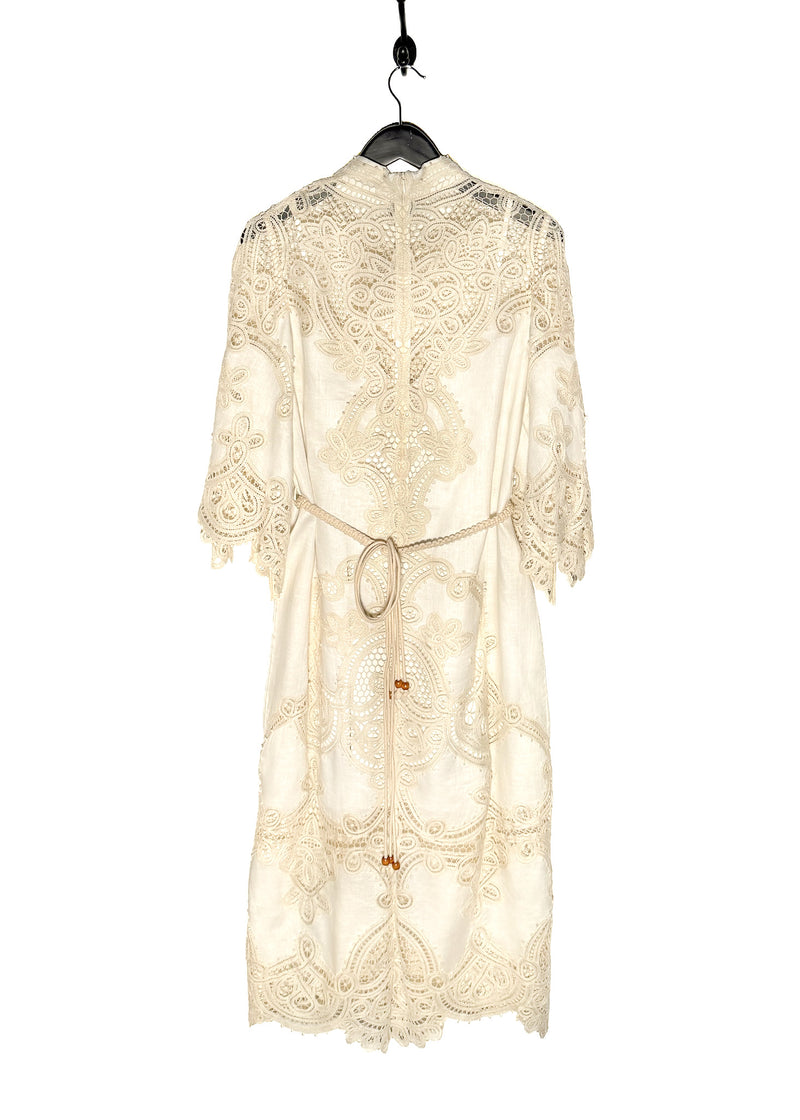 Zimmermann Ivory Crocheted Embroidered Tiggy Belted Shirt Dress – Boutique  LUC.S