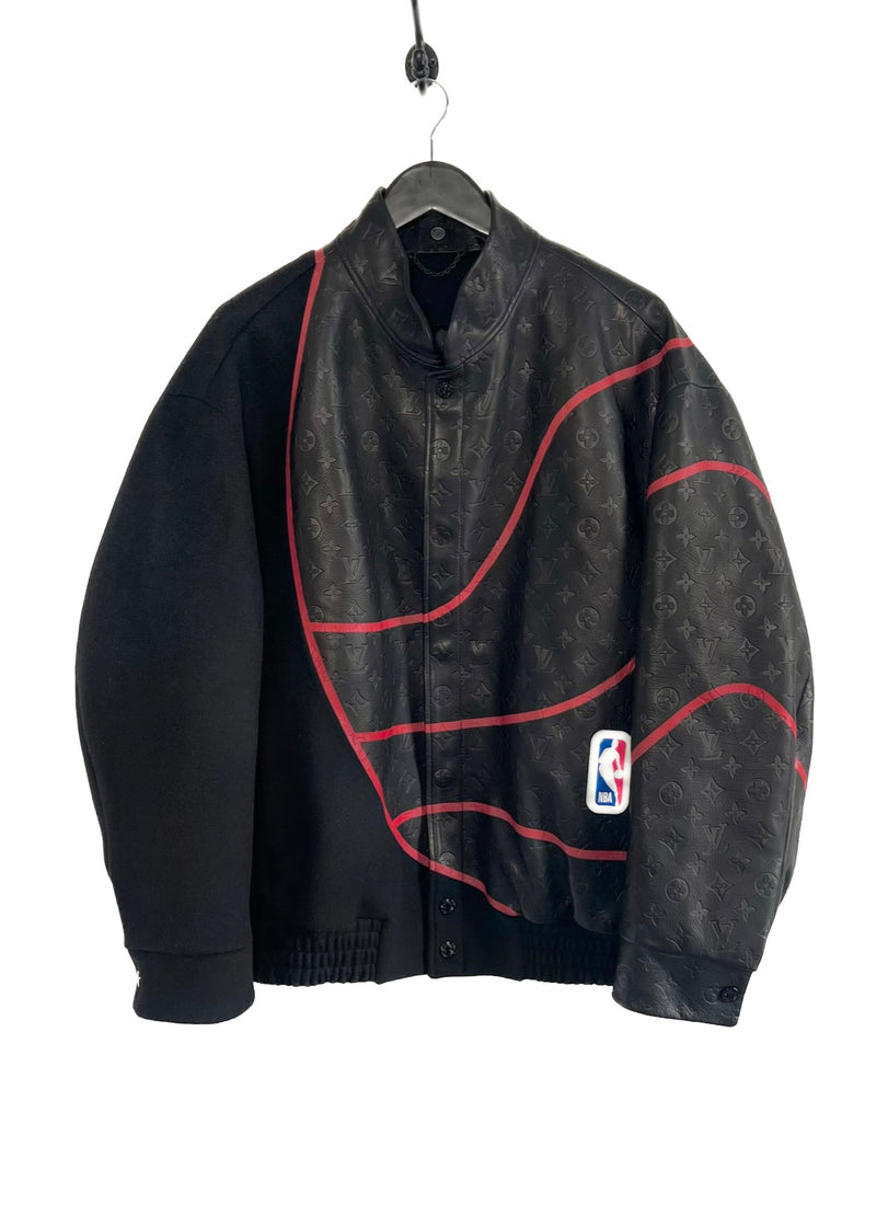 Manteau de moto en cuir Louis Vuitton x NBA SS2021 Monogram Obscur