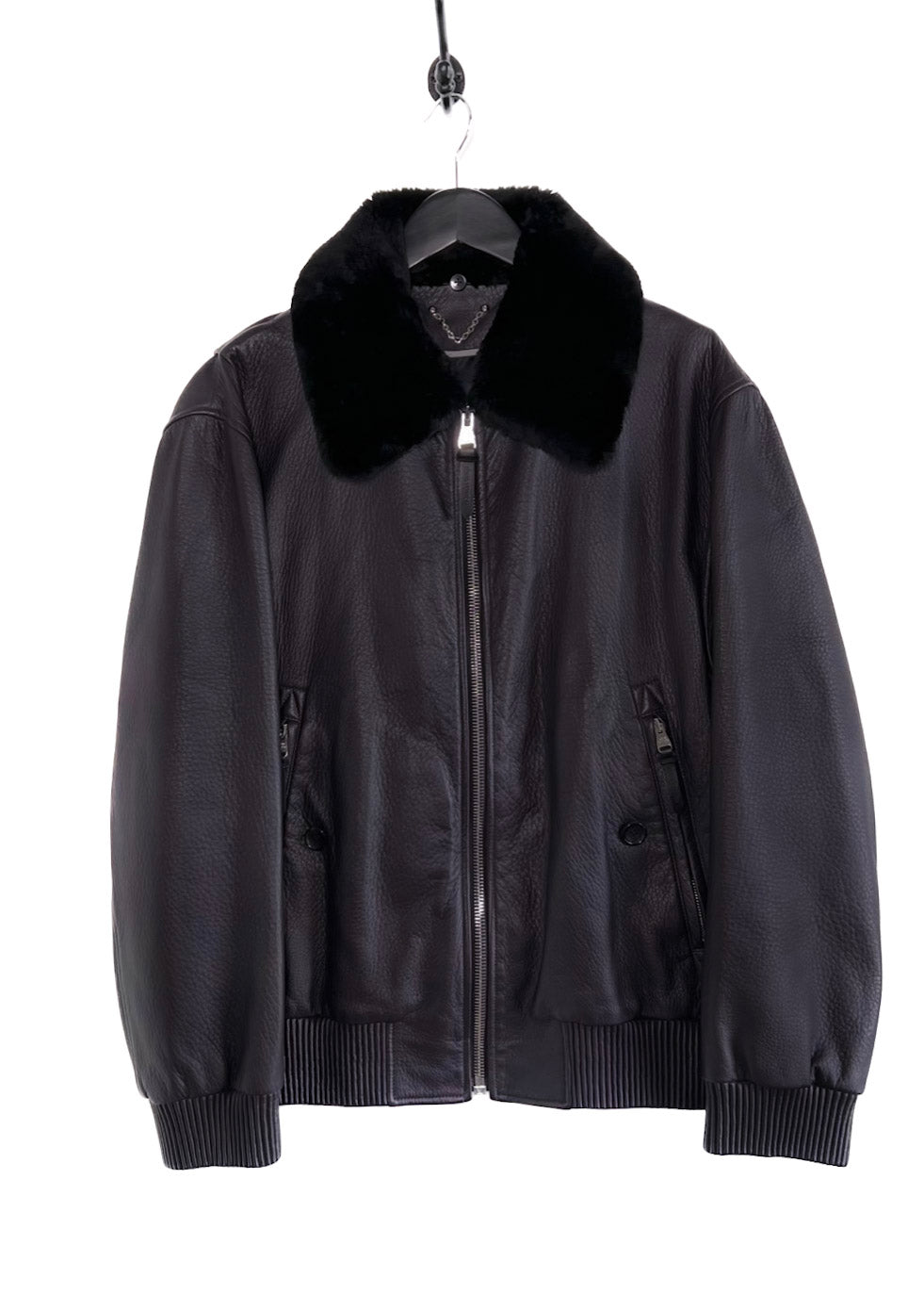 Louis Vuitton Plum Cerf Leather Aviator Jacket