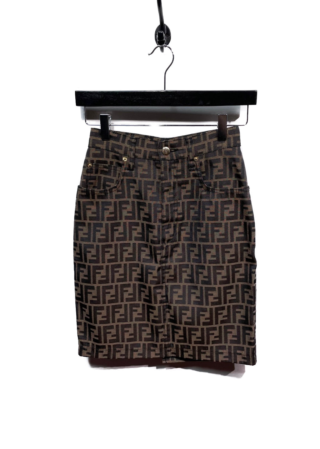 Fendi Jeans Brown FF Zucca Monogram Skirt