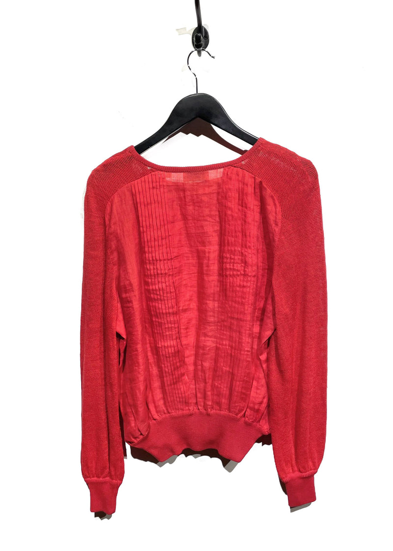 Valentino Boutique Red Pleated Front Sweater