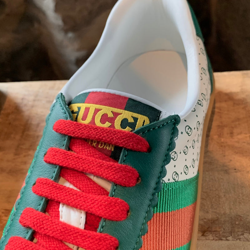 Gucci Dapper Dan GG Print White Green Web Sneakers