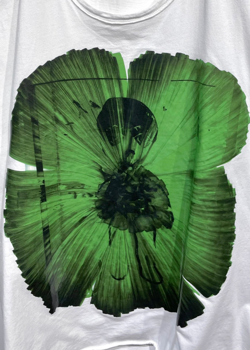 Camisole en coton blanc Marni avec appliqué plante verte