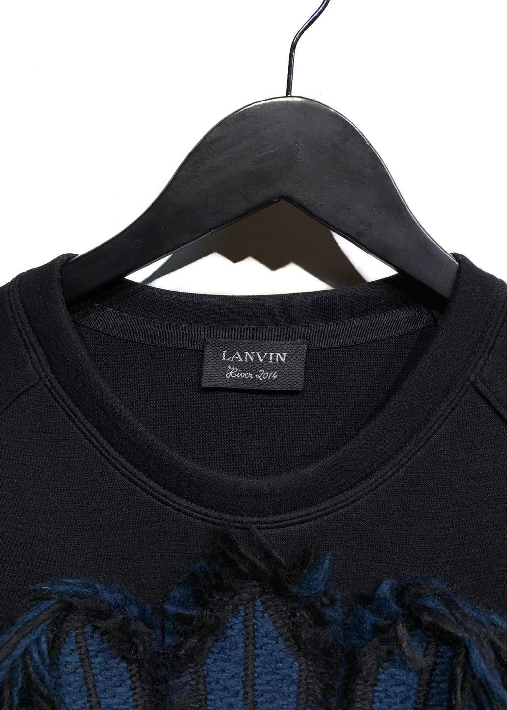 Lanvin Black Fringed Mask Embroidered Sweater