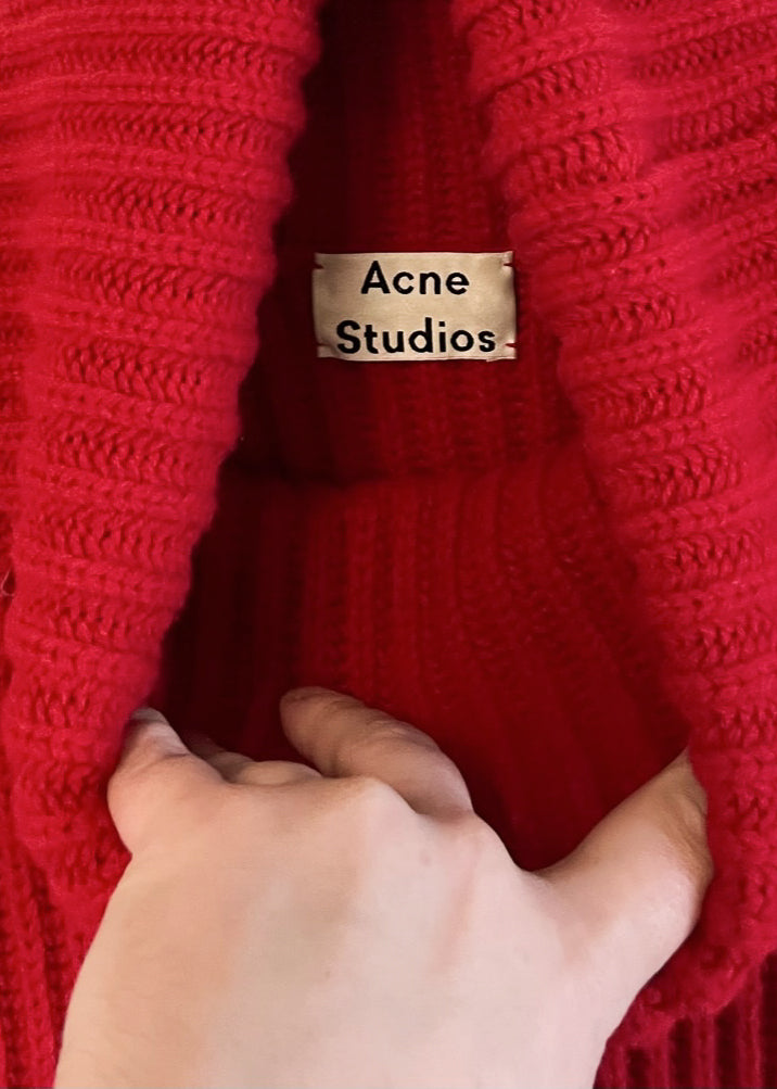Acne Studios Red Wool Oversized Turtleneck