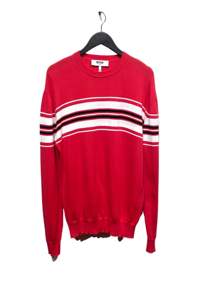 MSGM Red Striped Light Cotton Sweater