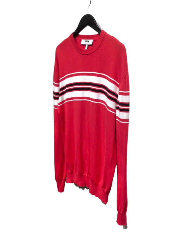 MSGM Red Striped Light Cotton Sweater