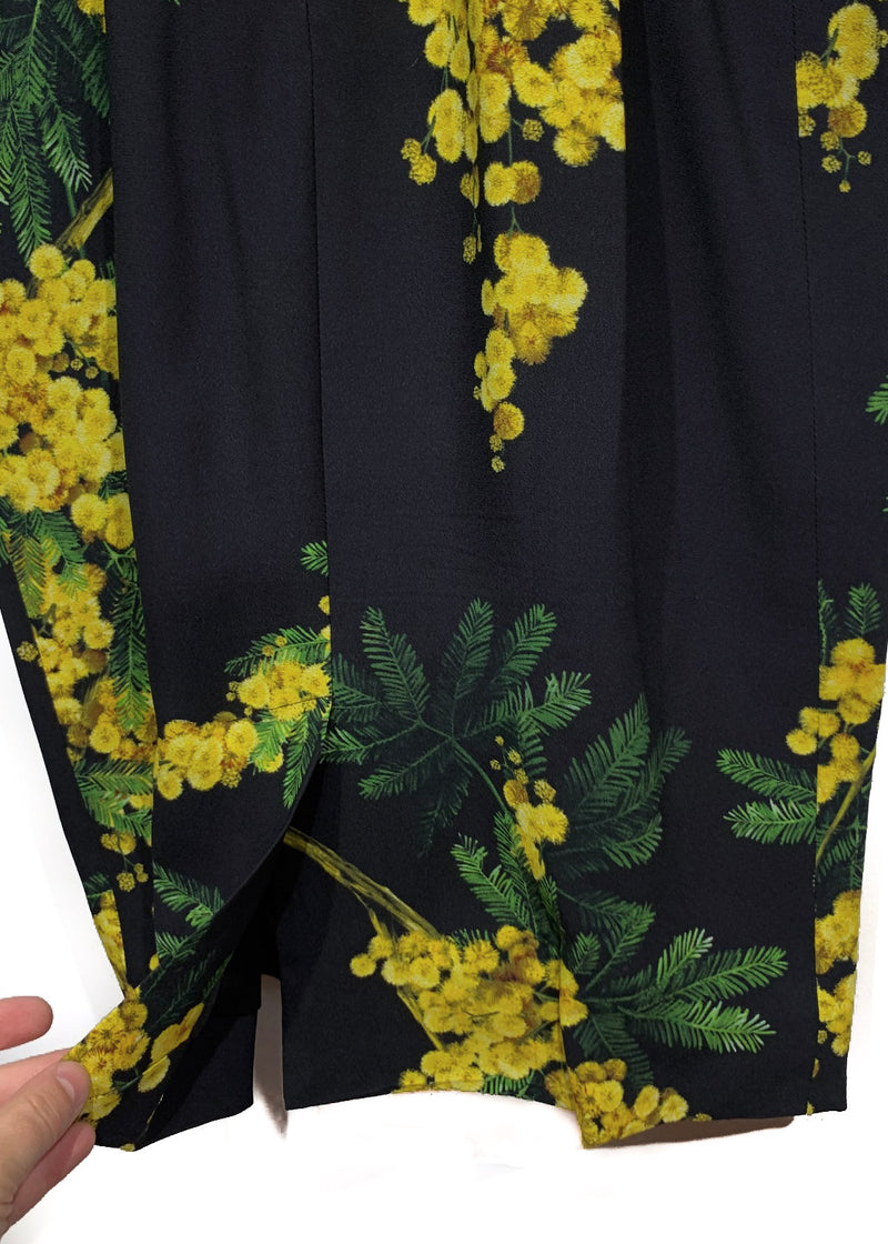 Robe bustier à imprimé floral noir et jaune Dolce & Gabbana