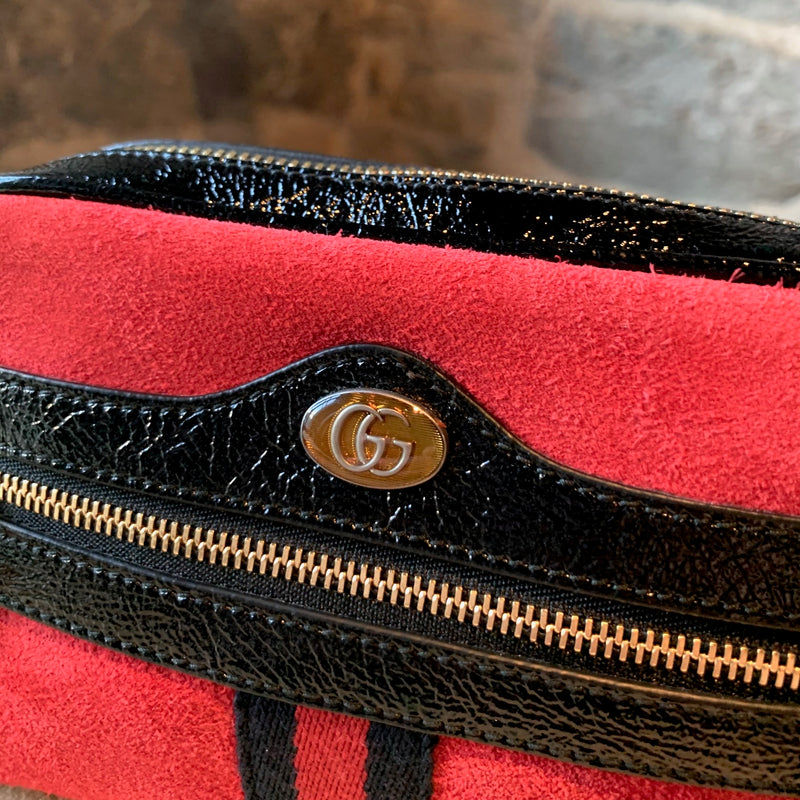 Gucci Red Suede Ophidia Crossbody Bag