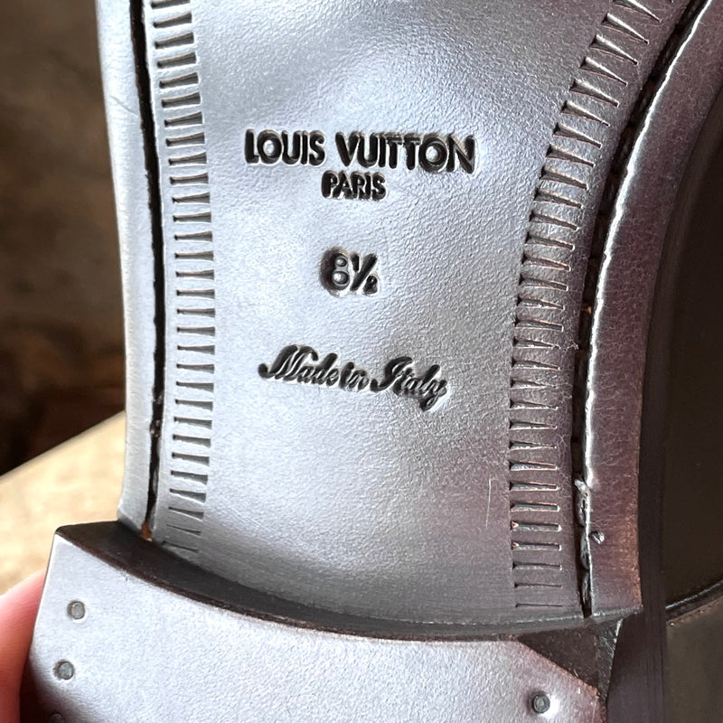 Chaussures de défilé derby Louis Vuitton Metal Palace en cuir marron