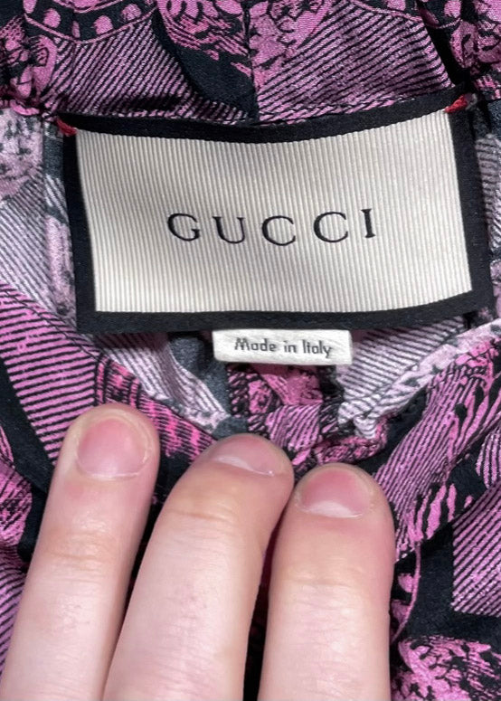 Pantalon évasé en soie Gucci 2017 Modern Future imprimé