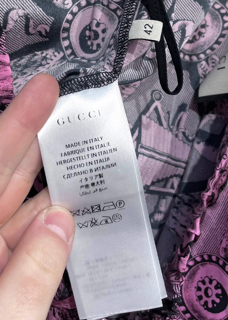Pantalon évasé en soie Gucci 2017 Modern Future imprimé
