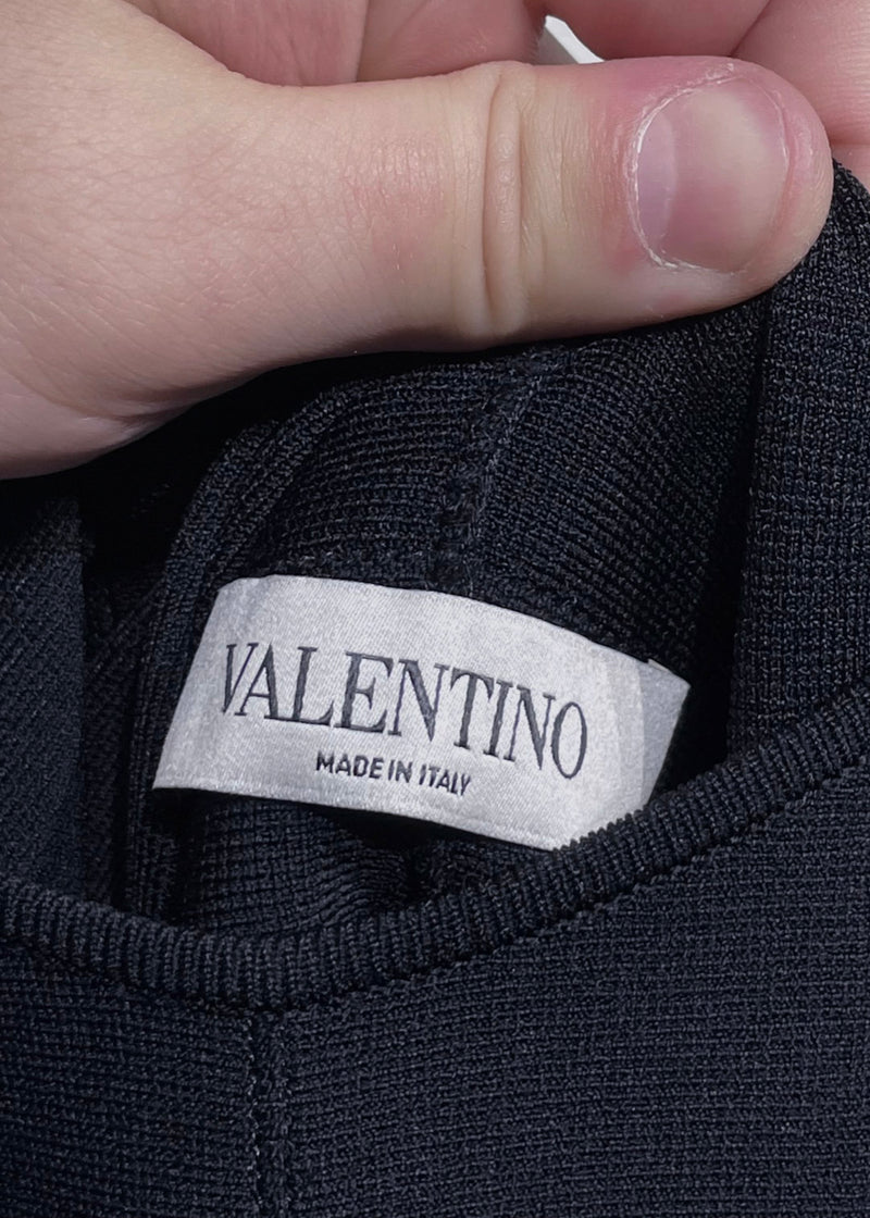 Robe courte évasée noire à manches longues Valentino