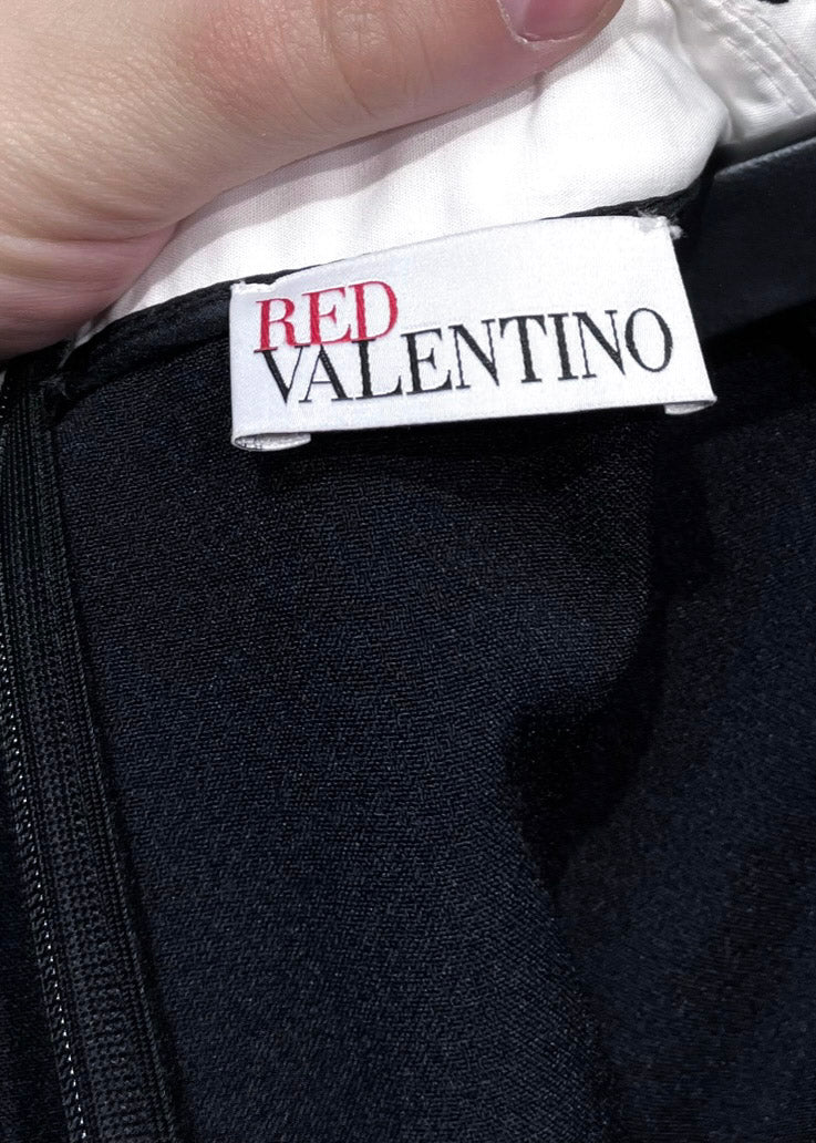Robe Red Valentino à col panthère noire et nœud lavallière
