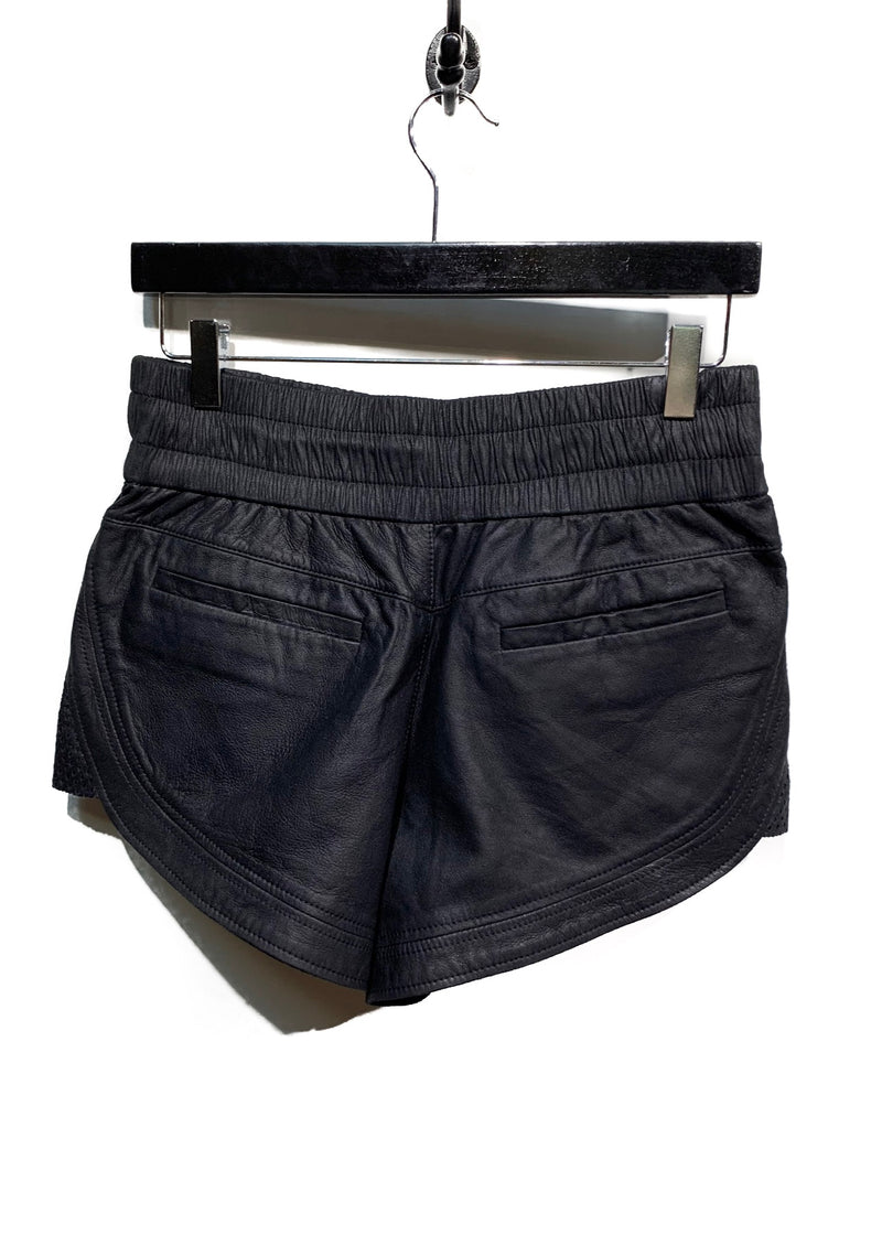 Helmut Lang Black Perforated Lambskin Leather Boxing Shorts