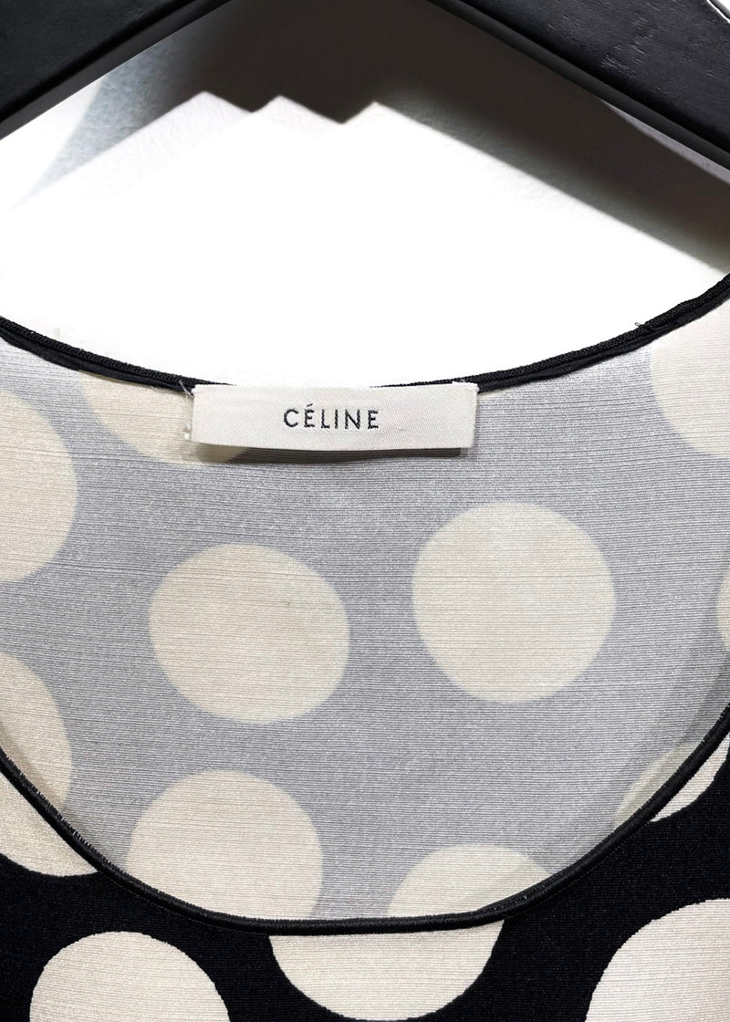 Céline Ivory and Black Polka Dots A-Line Dress