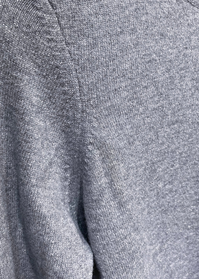 Peserico Tricot Grey Silver Lurex Wool Blend Sweater
