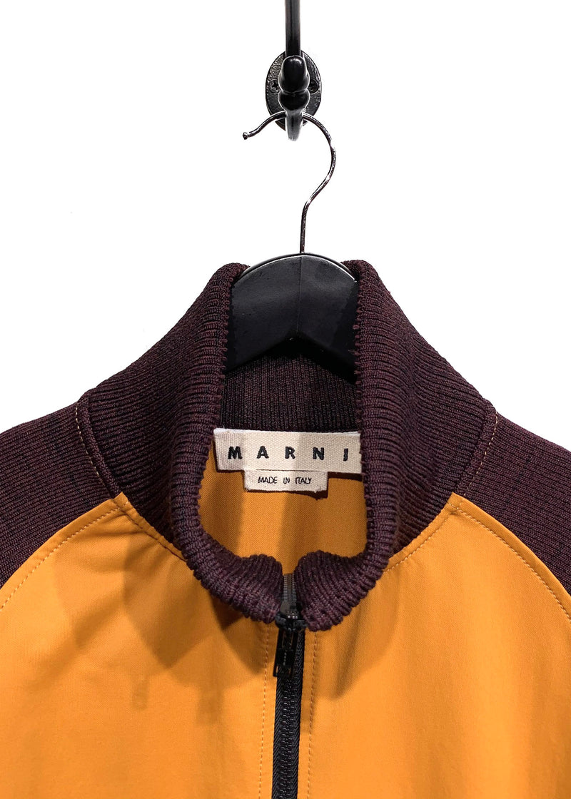 Marni Yellow Burgundy Navy Colourblock Zip-up Track Sweater