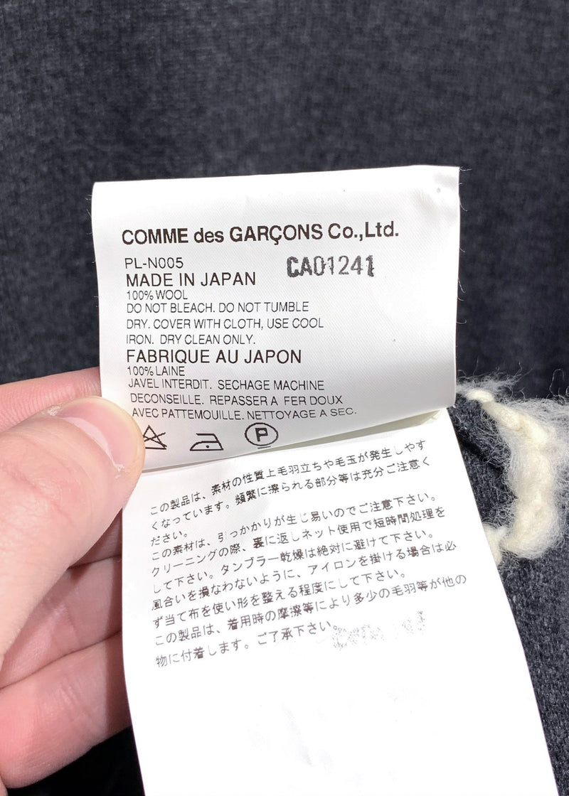 Comme Des Garçons Charcoal Ivory Embroideries Wool Sweater