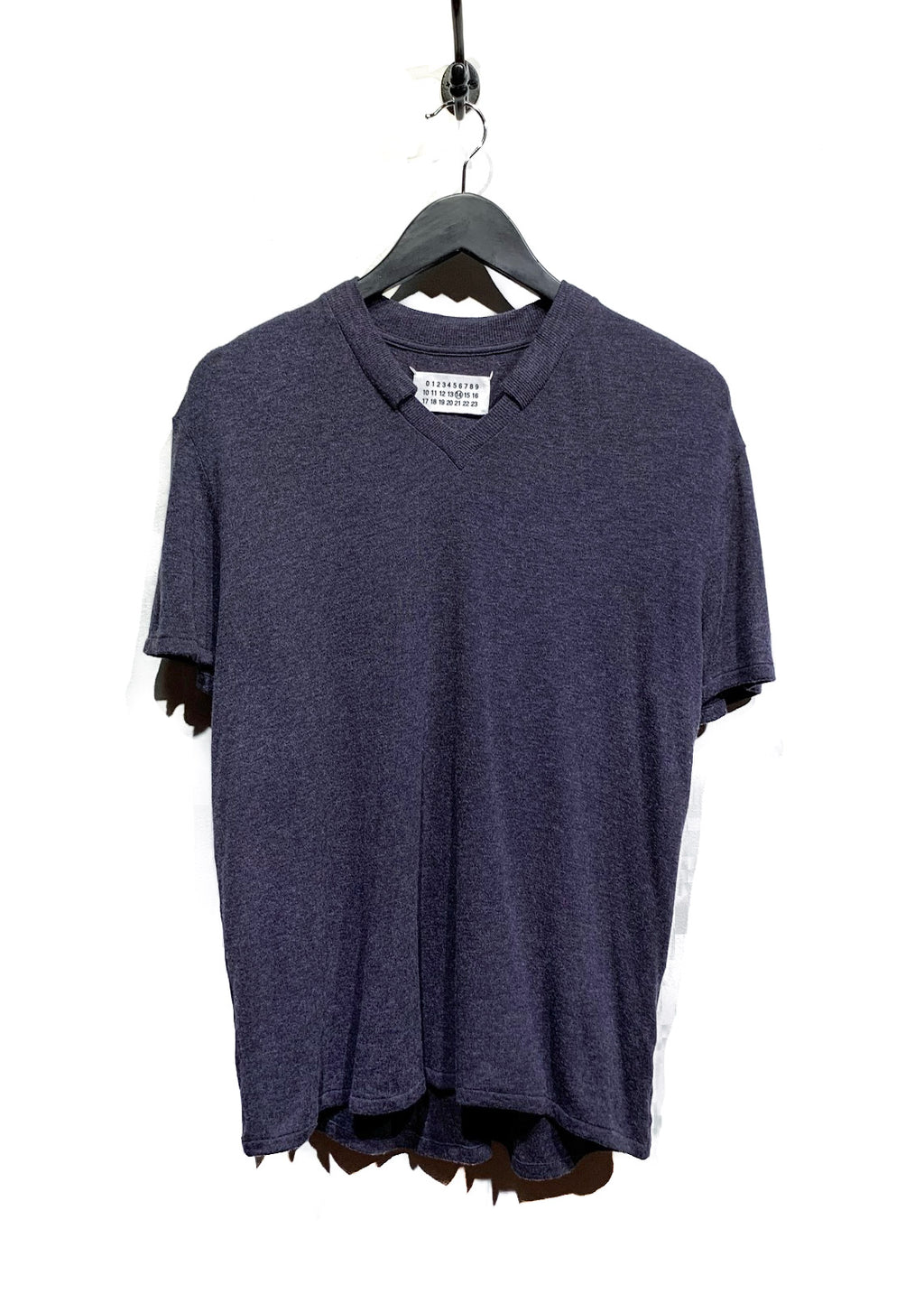 T-shirt en tricot Maison Margiela mélange de laine et viscose bleu gris