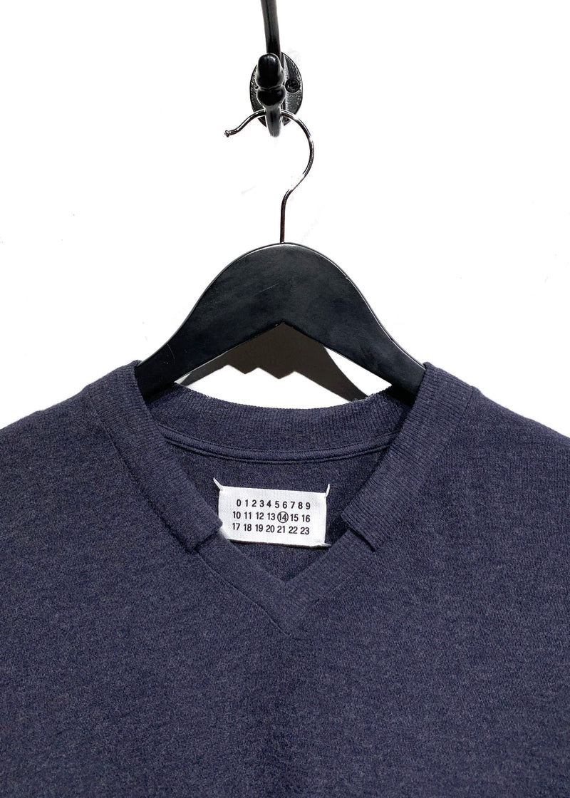 T-shirt en tricot Maison Margiela mélange de laine et viscose bleu gris