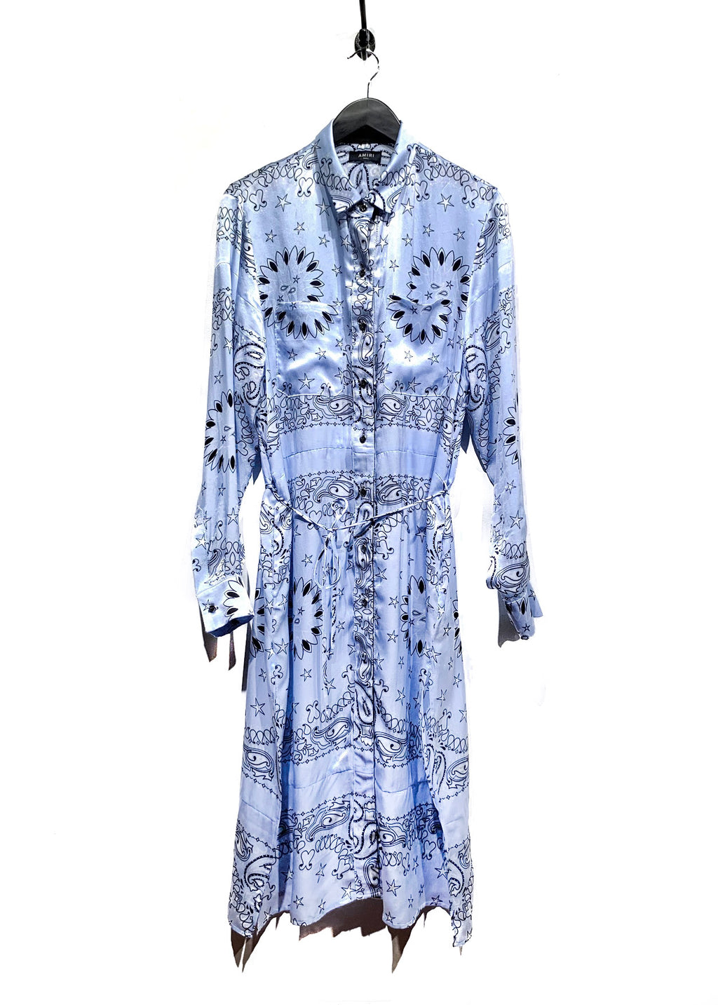 Amiri Blue Silk Bandana Print Shirt Dress