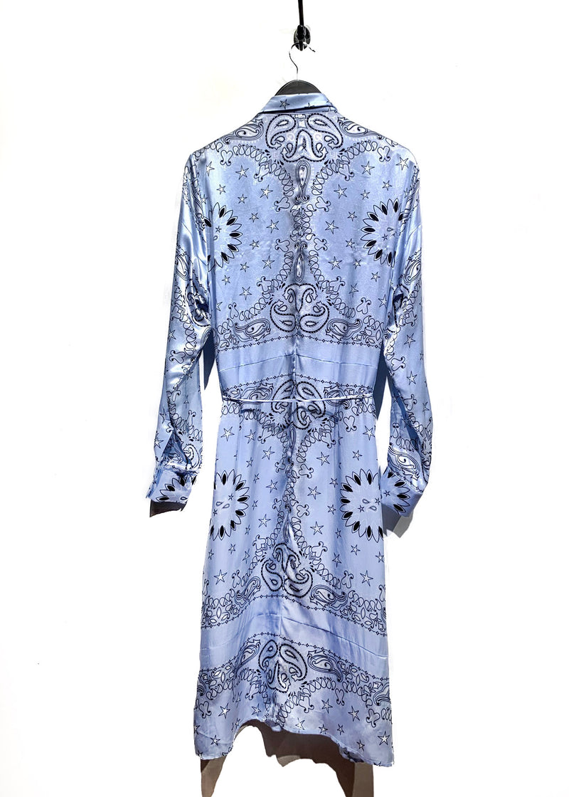 Robe chemise à imprimé bandana en soie bleu Amiri