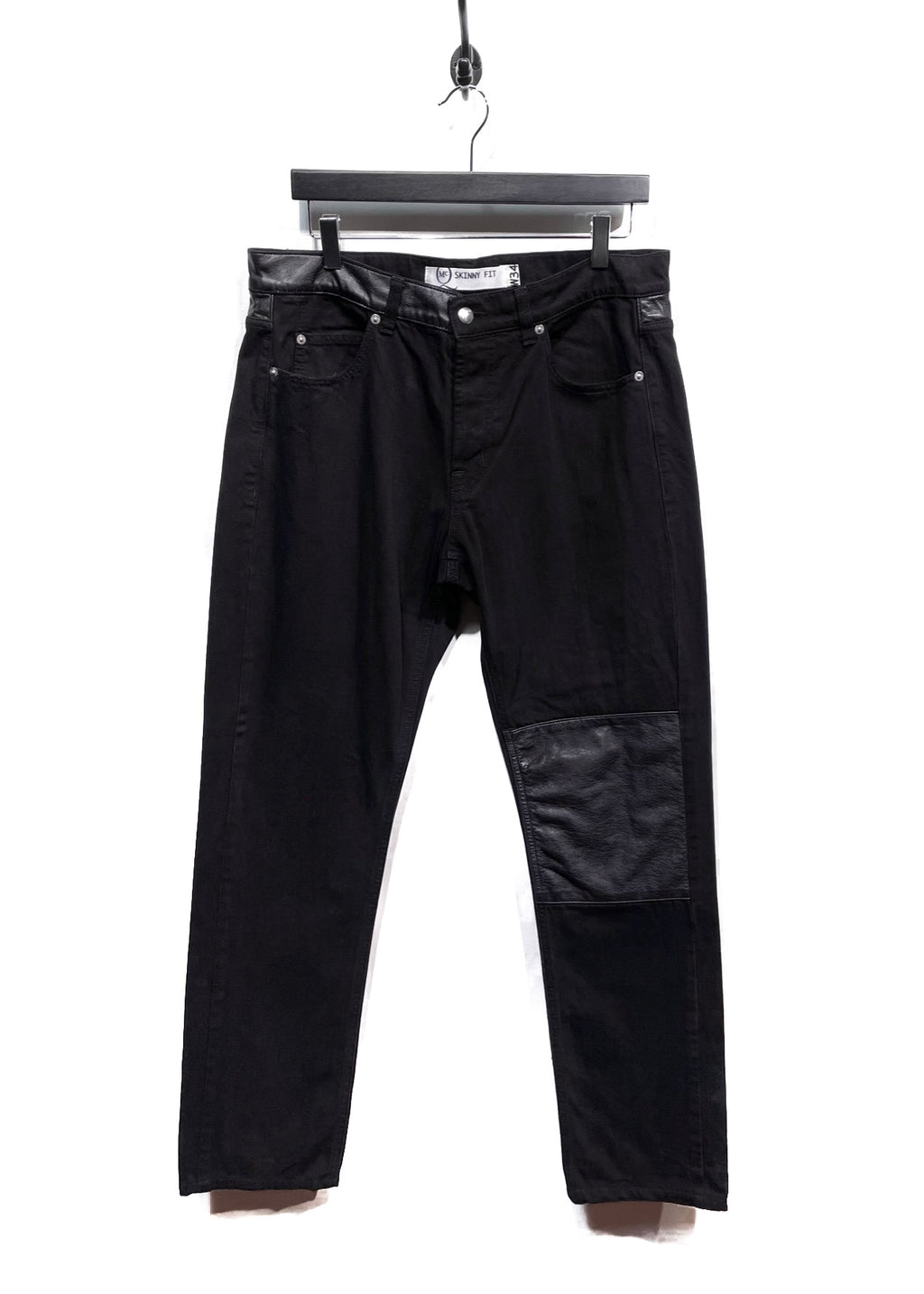 Jeans McQ McQueen skinny noir avec détails en similicuir