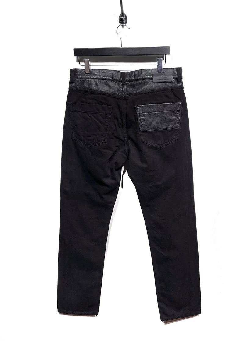 Jeans McQ McQueen skinny noir avec détails en similicuir