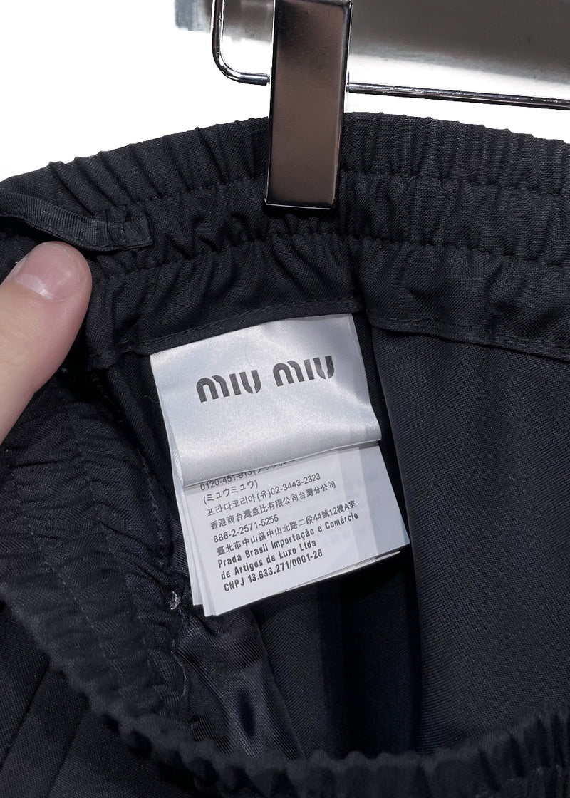 Pantalon de survêtement rayé en laine noire Miu Miu