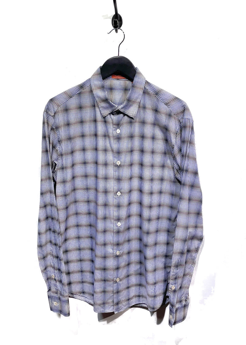 Chemise boutonnée en coton à carreaux bleu clair Missoni