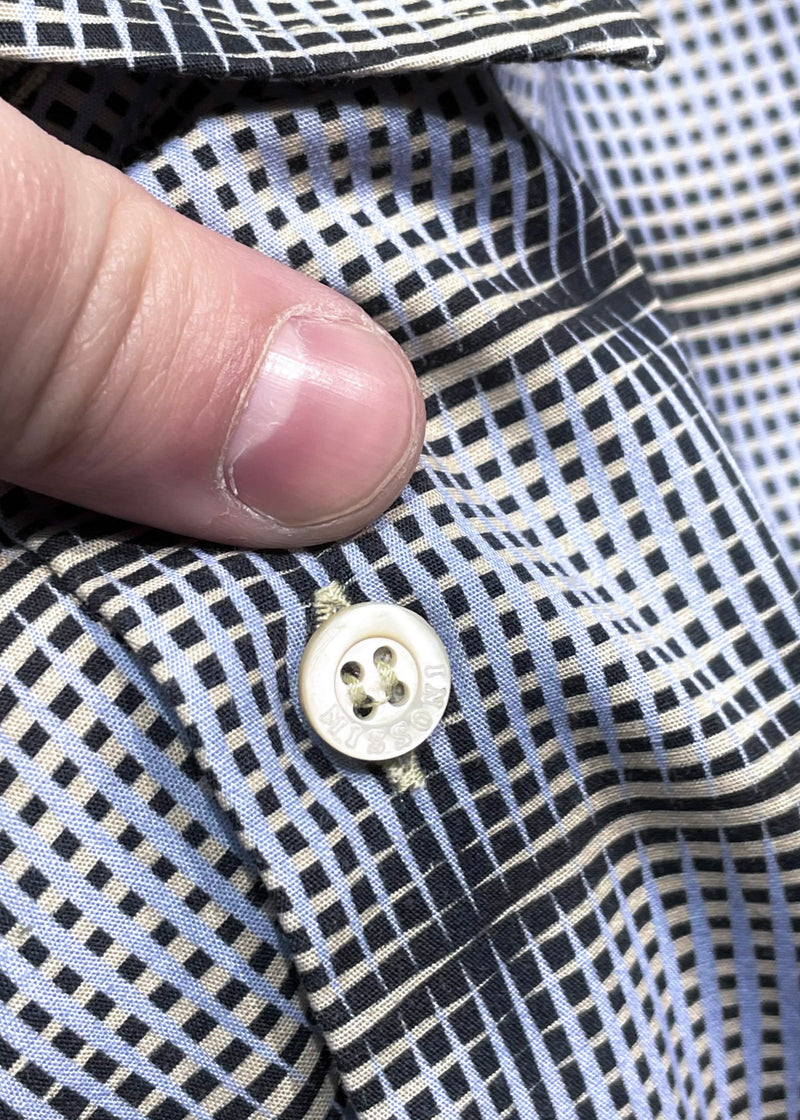 Chemise boutonnée en coton à carreaux bleu clair Missoni