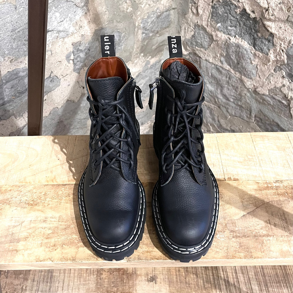 Proenza Schouler Black Leather Lug Sole Combat Boots
