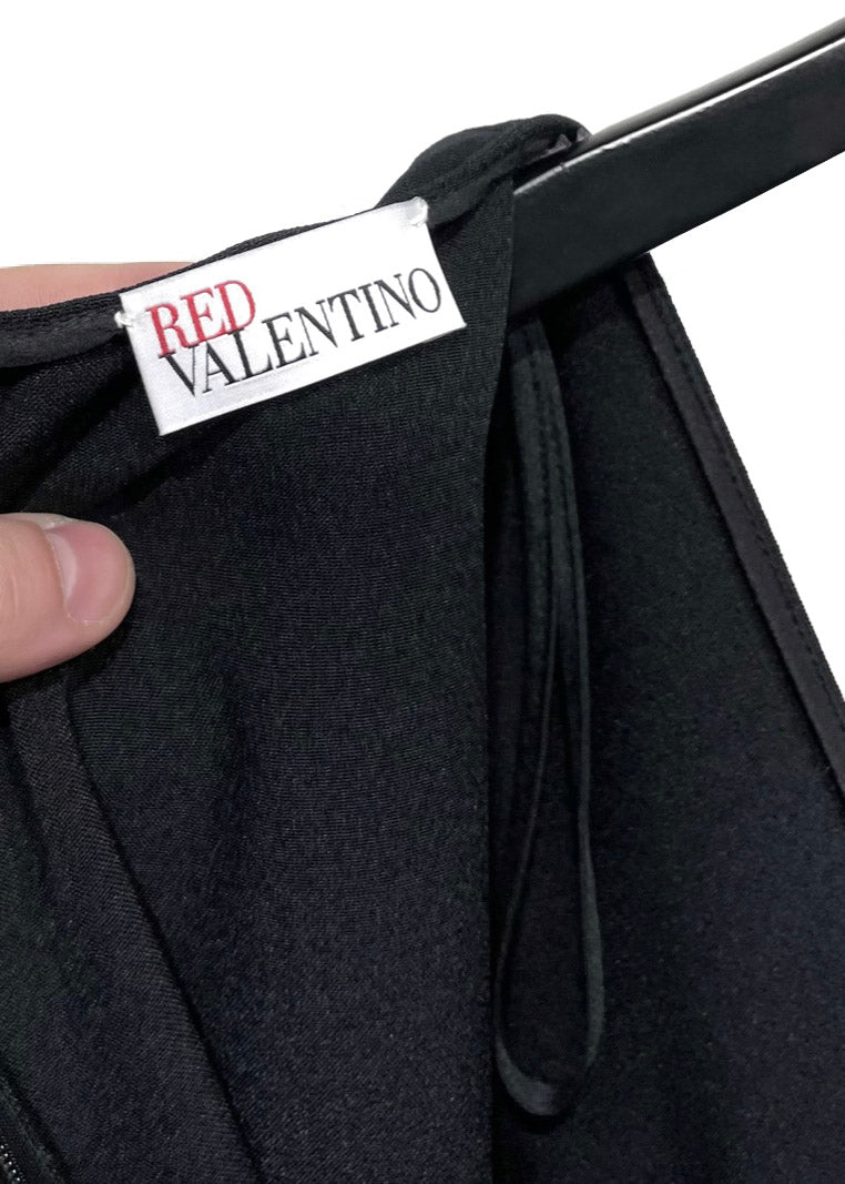 Red Valentino Black V-neck Long Sleeves Dress