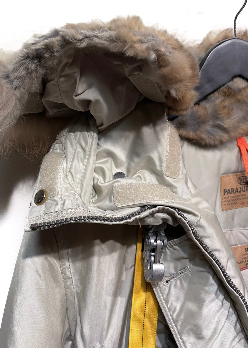 Parajumpers Beige Fur Hooded Kodiak Long Parka Coat
