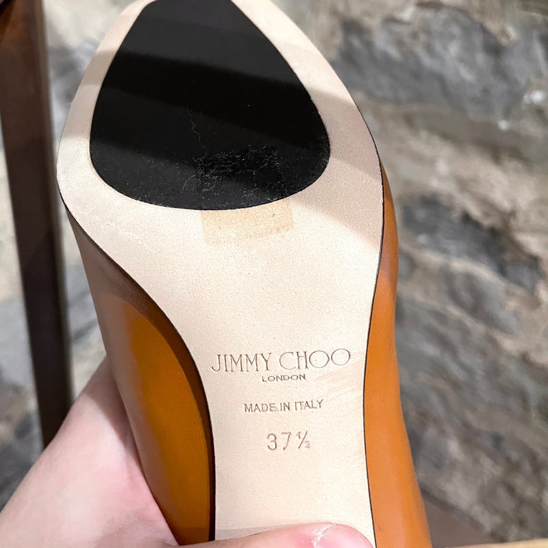 Bottes Jimmy Choo Mahesa 100 en cuir marron clair avec logo