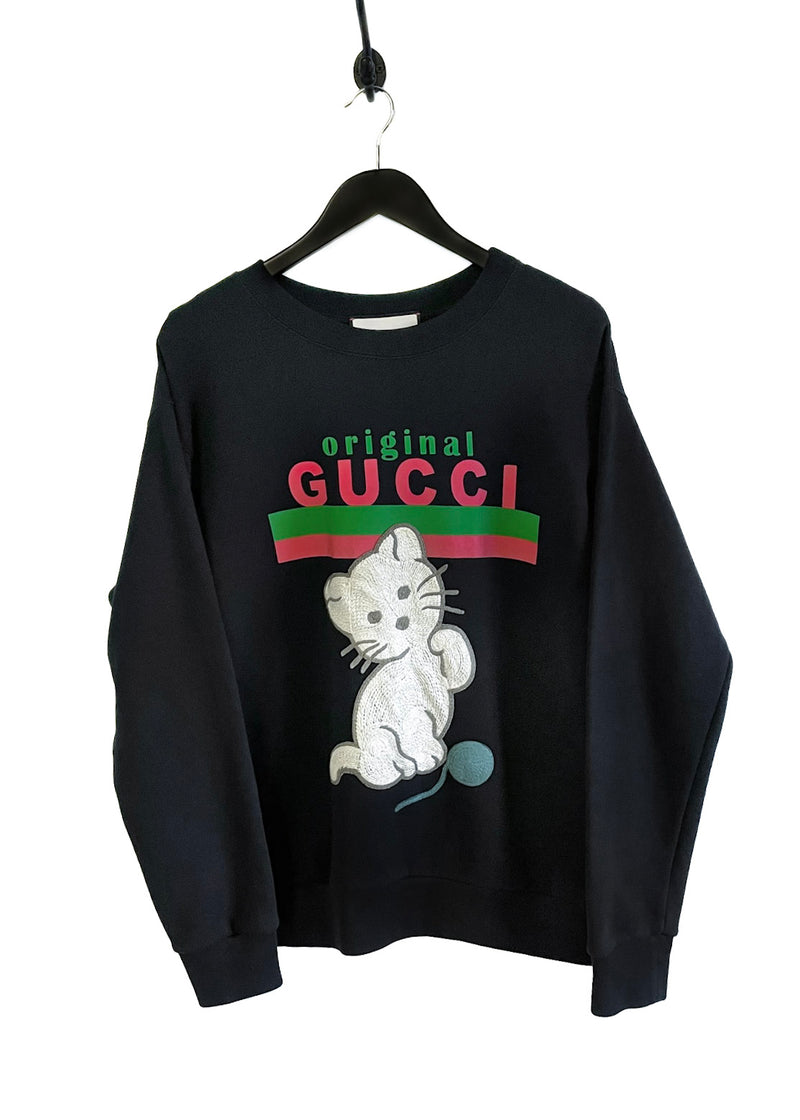 Sweat-shirt noir Gucci Original avec chat