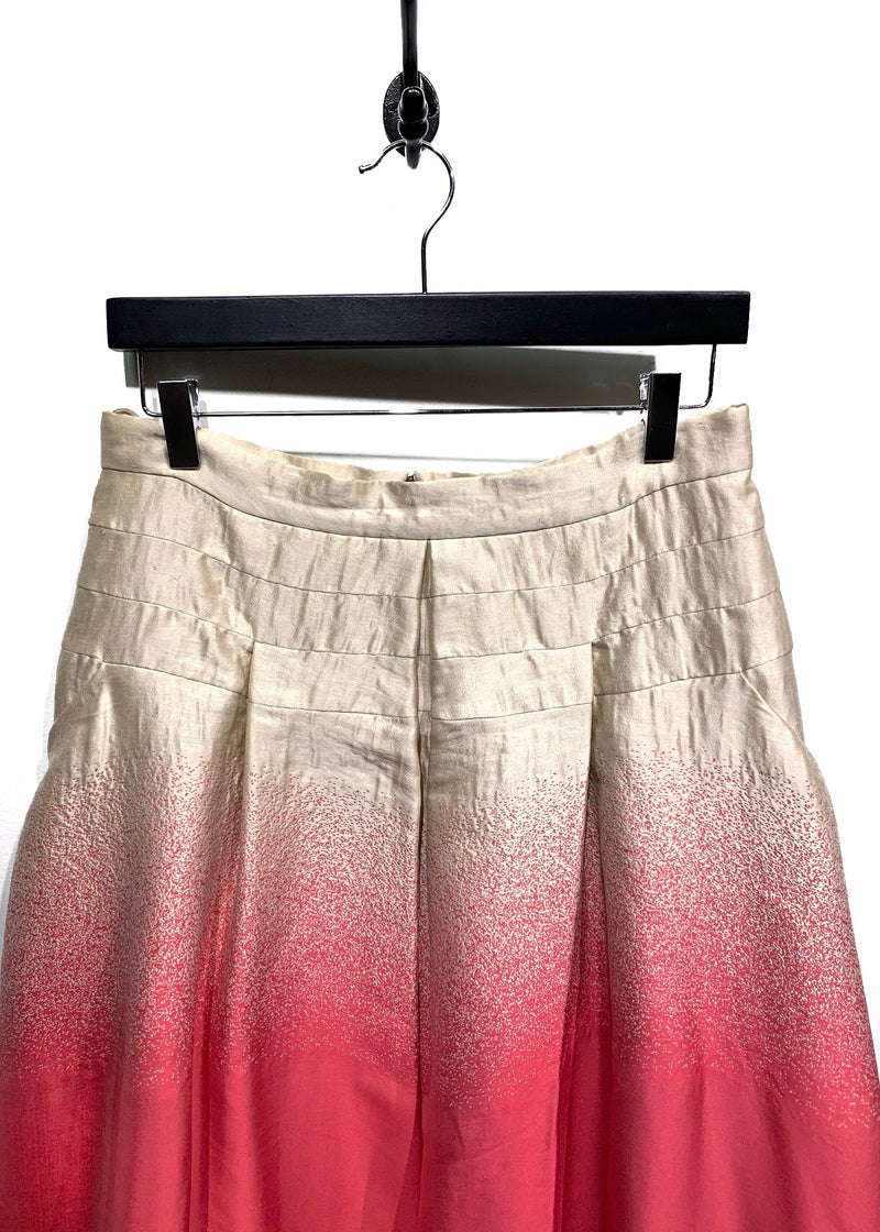 Prada Beige Pink Silk Blend Dégradé Flare Skirt