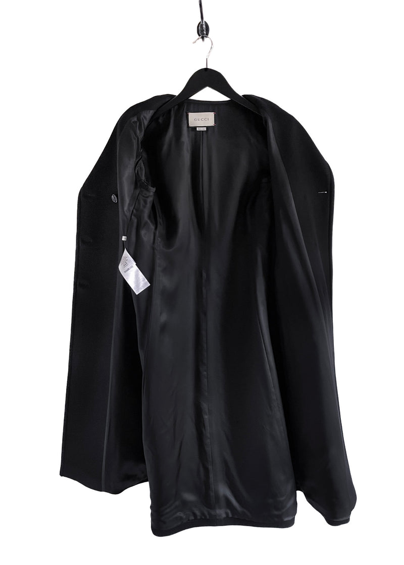 Manteau en laine à double boutonnage noir Gucci 2019