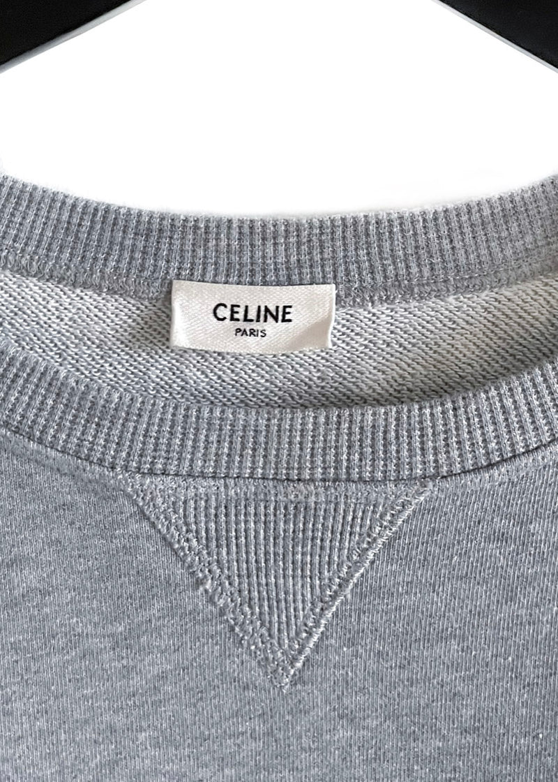 Sweat-shirt gris Celine velours rouge "Sigili Col" appliqué