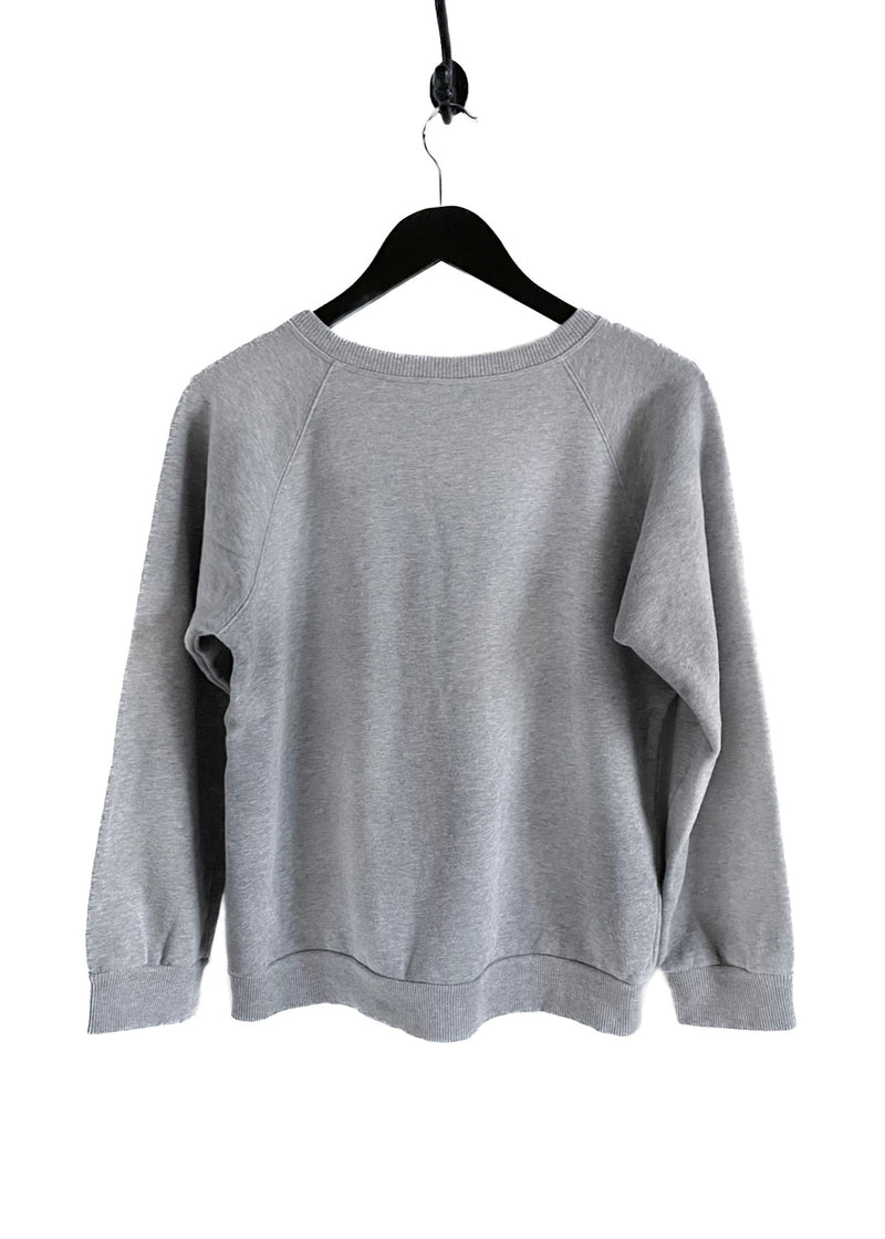 Celine Red Velvet "Sigili Col" Appliqué Grey Sweatshirt
