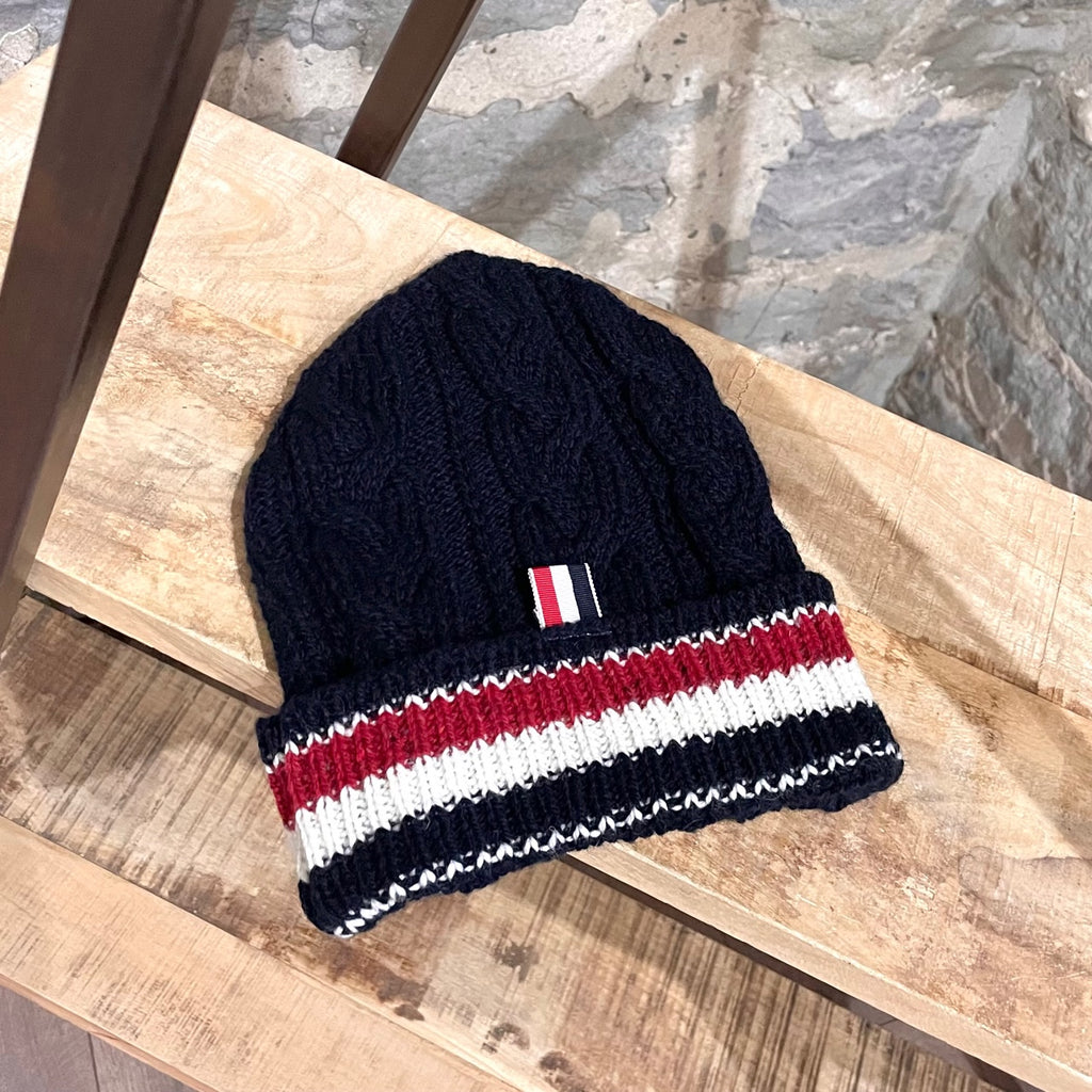 Thom Browne Navy Wool Mohair Tuque