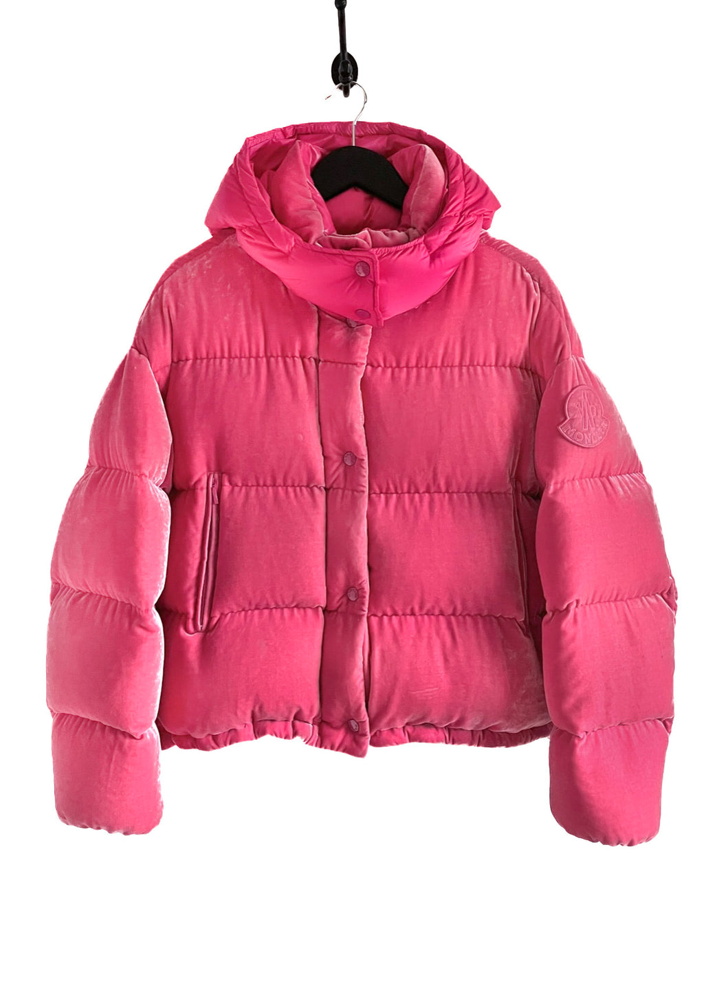 Moncler Pink Velvet Caille Down Jacket