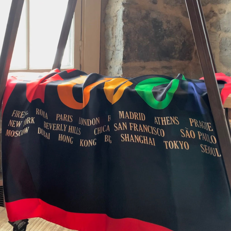 Gucci 2018 Rainbow Logo Cities Names Scarf
