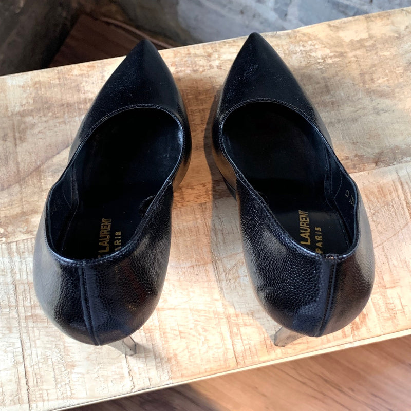 Escarpins à plateforme Saint Laurent Paris Janis en cuir grainé noir