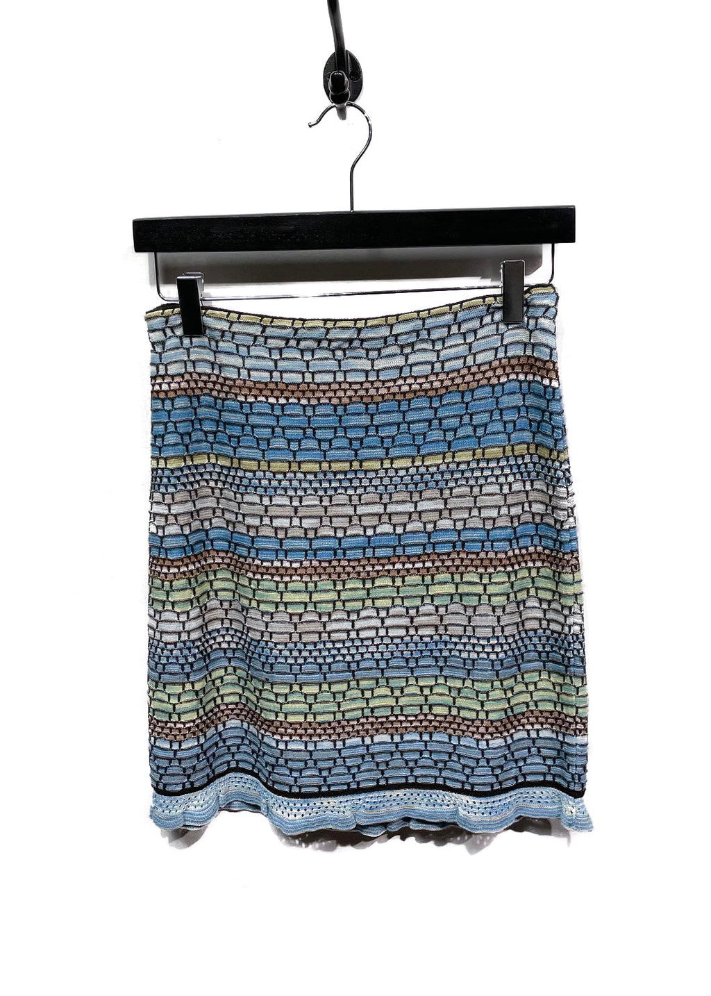 M Missoni Blue Brick Pattern Mini Skirt