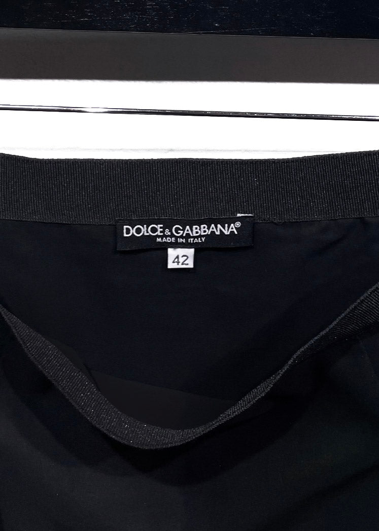 Jupe en guipure de coton noir Dolce & Gabbana